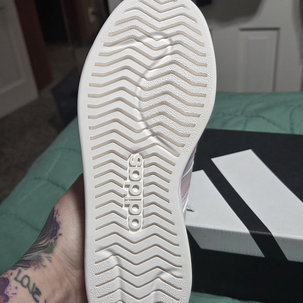adidas White Sneakers with Light Pink Stripes - Picture 2 of 4